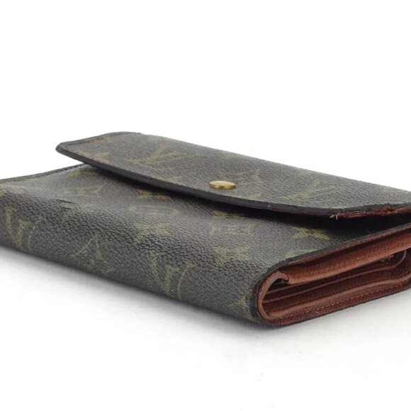 Louis Vuitton Three Folded Wallet Monogram Beige Monogram Canvas Used G1426 - Picture 3 of 10